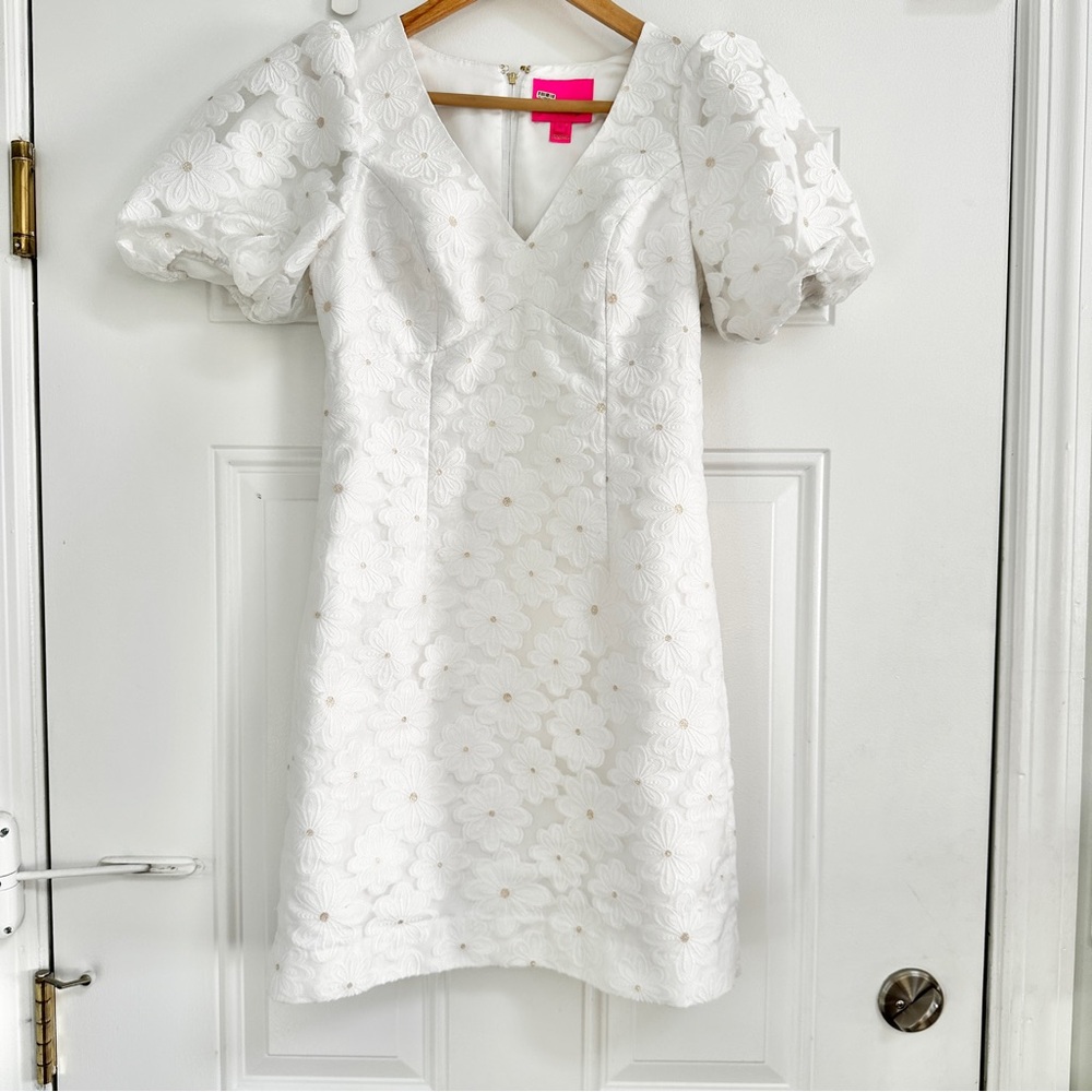 Lilly Pulitzer Citra Organza Puff Sleeve Floral Dress - Picture 2 of 6